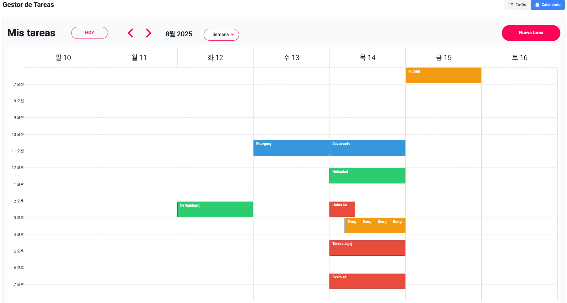 Gestión de tareas Sionica CRM